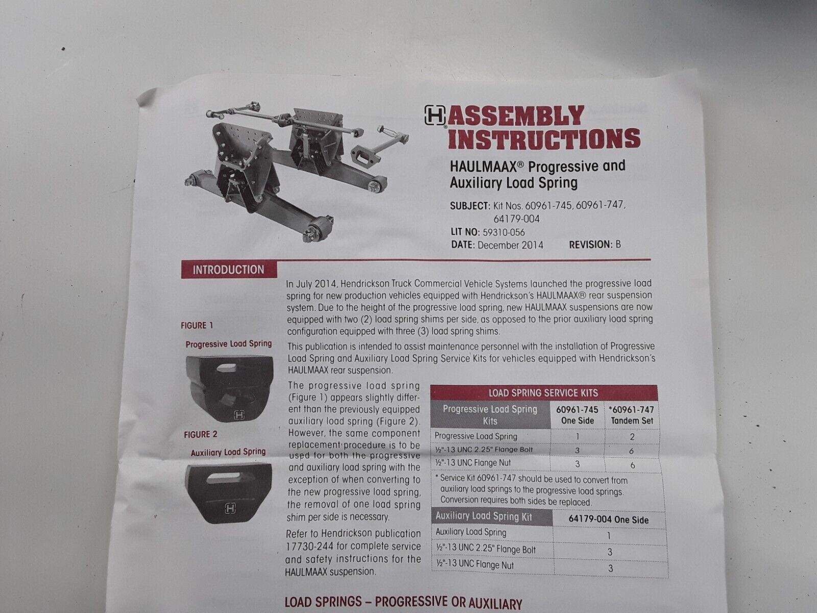 Hendrickson 334-2029 Air Suspension Progressive Auxiliary Spring Service Kit - HotCarParts