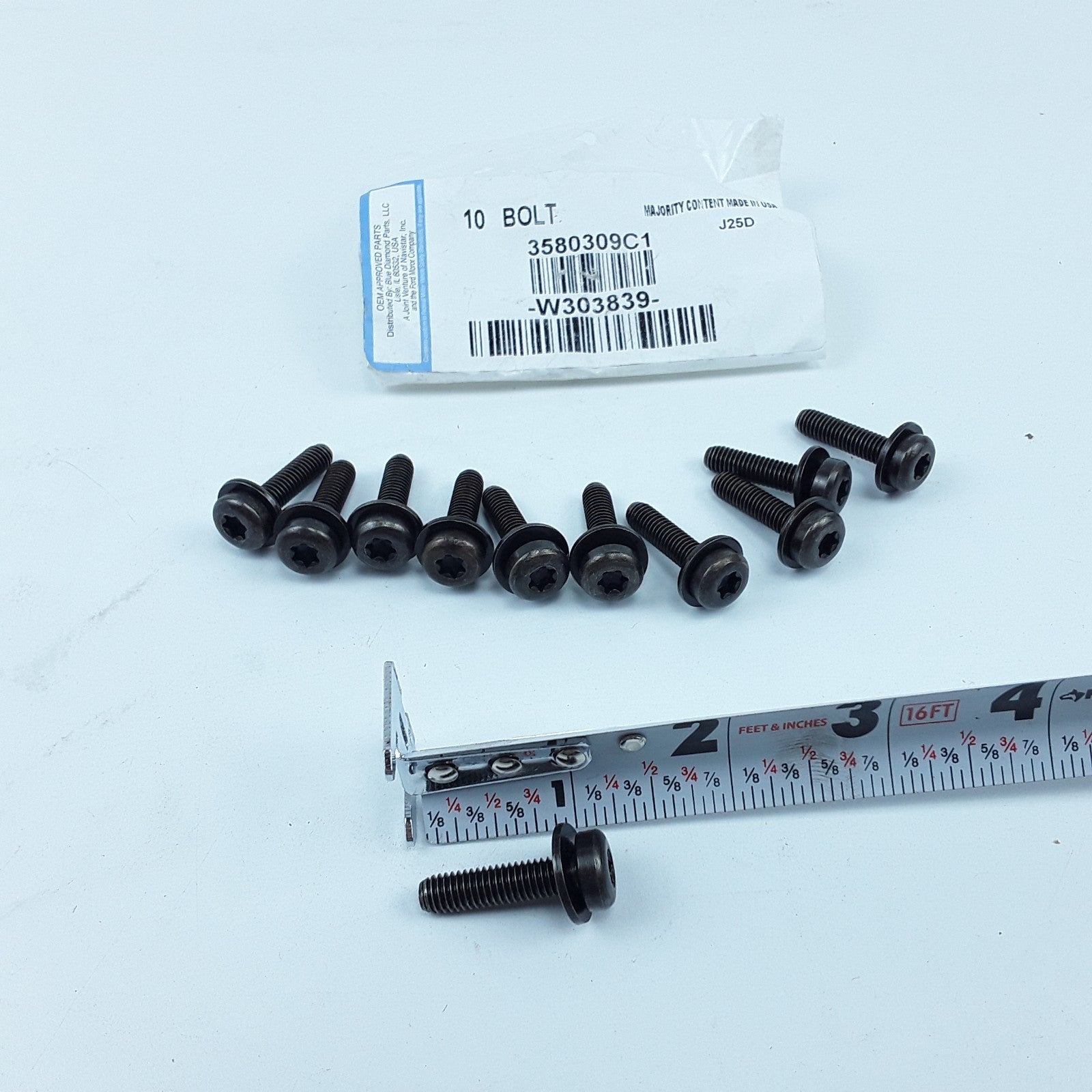 International 3580309C1 Stainless Steel Bolt M6 x 1.0-25mm For Navistar (Set 10)