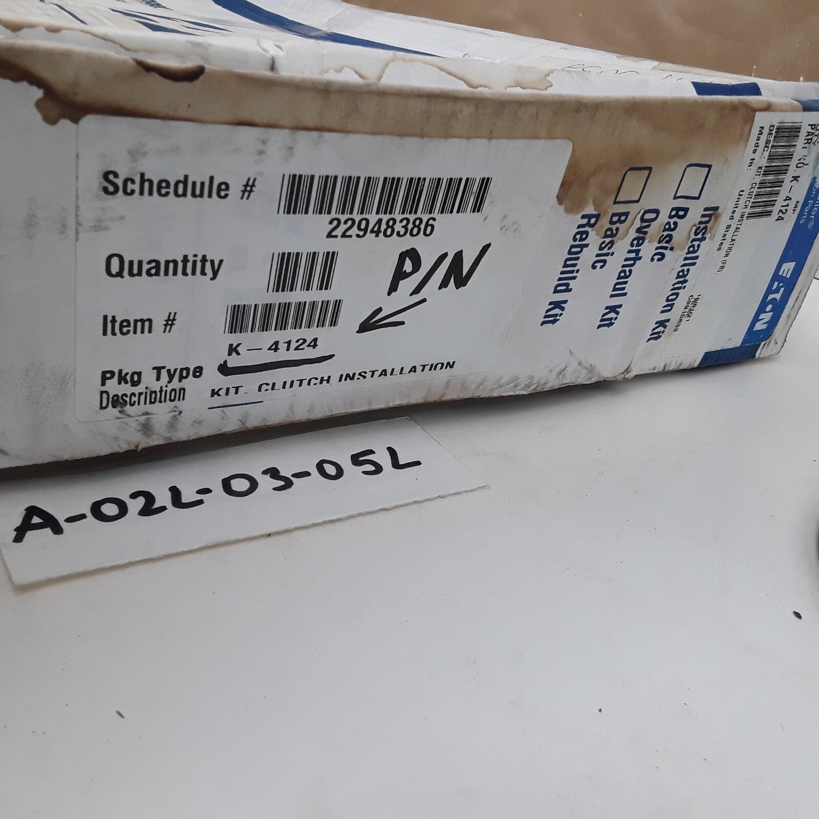 Eaton K-4124 Car Truck Hydraulic Release Transmission Clutch Installation Kit