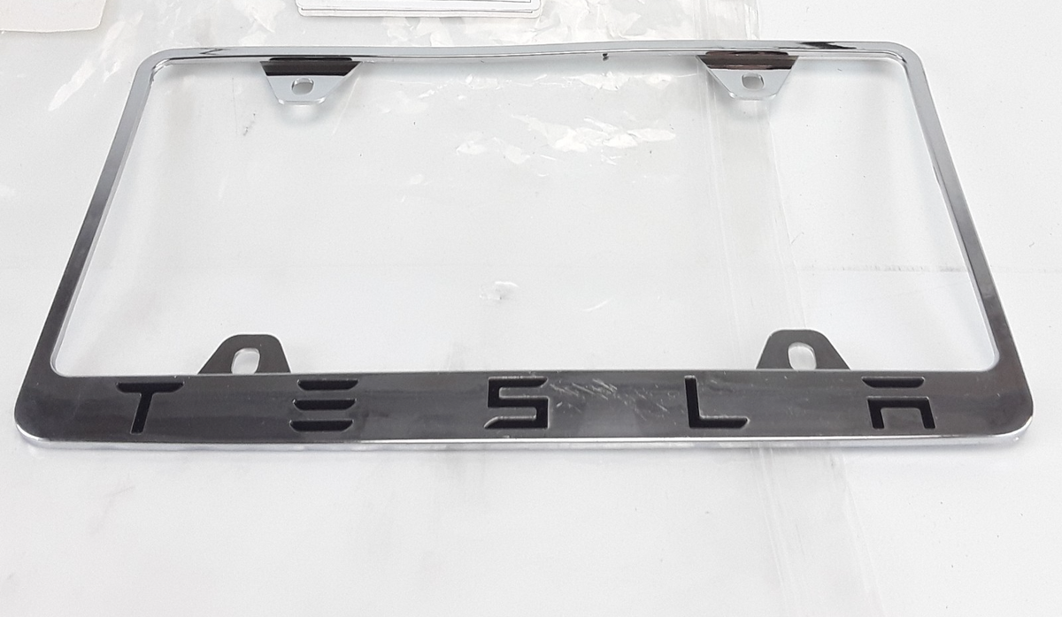 Tesla Model S Model X Rear License Plate Chrome Frame 1028519-00-A Genuine OEM