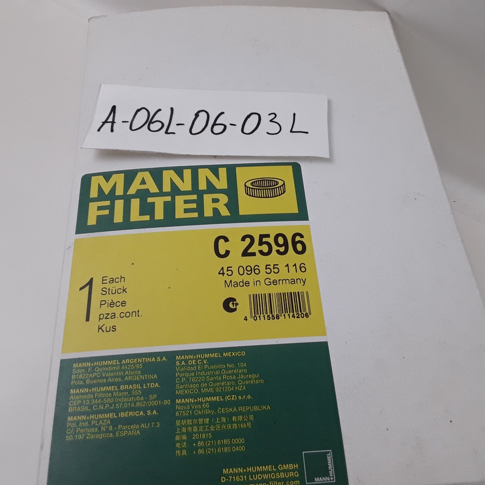Mann-Filter C2596 Air Filter Fits Volvo 242 245 244 (1980 1981 1982 1983 1984)