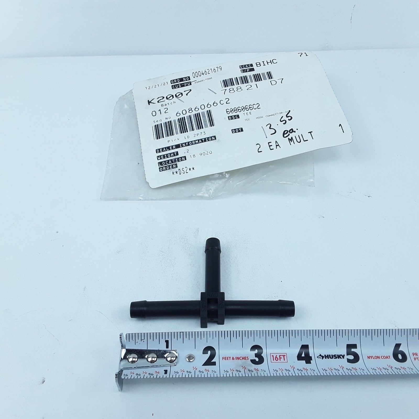 International 6086066C2 Air Brake Air Line Tee Hose Connector For Navistar Truck