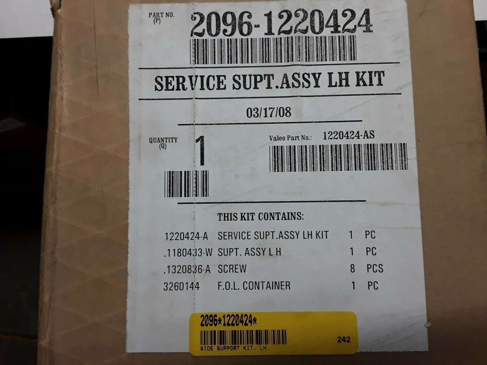 SIDE SUPPORT KIT LH 2096-1220424 p/n 1220424-A / 1180433 w / 3260144 FAST SHIPP - HotCarParts