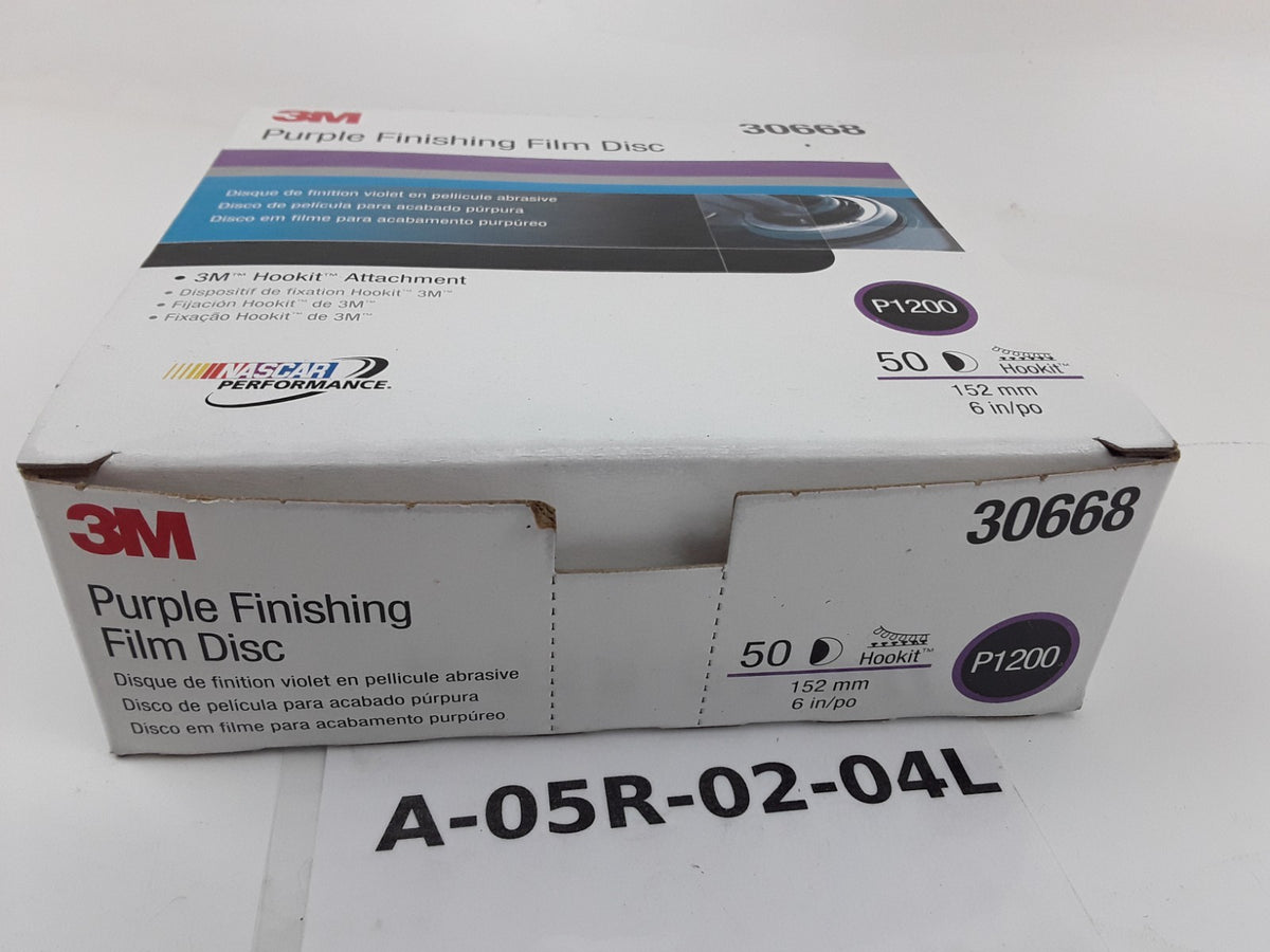 3M 30668 Purple Finishing Film Abrasive Disc 6 in 152mm P1200 Per Carton 50 Pcs